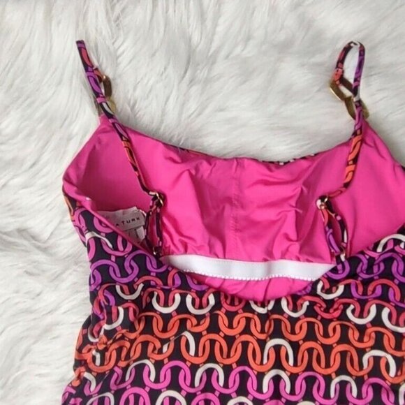 Trina Turk One Piece Swimsuit 8 Echo Chain Scoop Neck Pink Resortwear - Picture 8 of 11